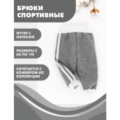 Брюки спортивные Снолики, размер 80, серый