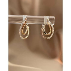 Серьги двусторонние XUPING JEWELRY, циркон, золотой