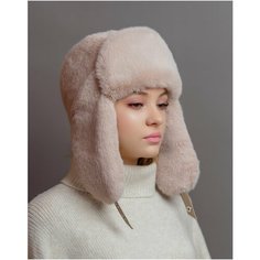Шапка ушанка , размер 58-59-60, light beige Нет бренда