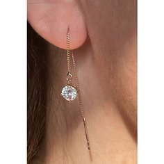 Серьги цепочки XUPING JEWELRY, циркон, золотой