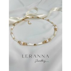 Колье LERANNA, перламутр, длина 38 см, белый, золотой