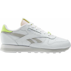 Кроссовки Reebok Classic Leather, полнота F (EU)/ на среднюю стопу, размер 6 US, белый/серый/желтый