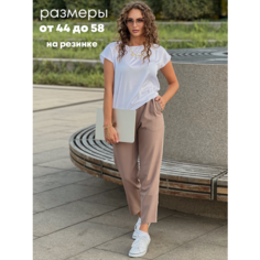 Брюки дудочки IHOMELUX, размер 58, бежевый