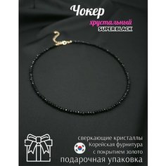 Чокер MESCHERYAKOVA bags & jewerly, стекло, хрусталь, длина 35 см, черный, золотой
