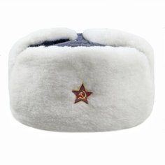 Шапка ушанка , размер 59, белый Без бренда
