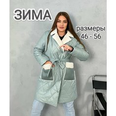 Пуховик , размер 54-56, мятный Без бренда