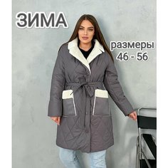 Пуховик , размер 46-48, коричневый Без бренда