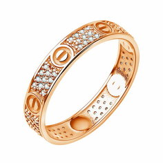 Кольцо Diamant online, красное золото, 585 проба, фианит, размер 18, ширина 3.5 мм, прозрачный