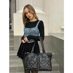 Сумка шоппер , фактура стеганая, черный Ciara