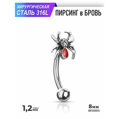 Пирсинг в бровь Spikes, длина стержня 8 мм, серебряный