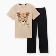 Пижама Kaftan, размер 40/42, бежевый/черный