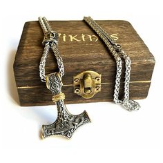 Колье, длина 70 см, серебристо-золотой Vikings