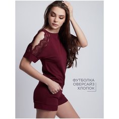Футболка Mon Plaisir, размер 42, винный