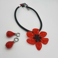 Колье PJ Murano, красный/черный