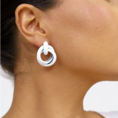 Серьги StyleGroup, размер 33 мм, белый