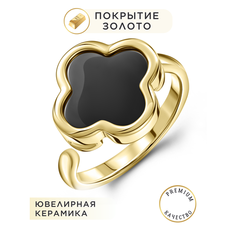 Кольцо Noima, перламутр, керамика, безразмерное, черный/золотой