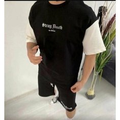 Костюм спортивный Jools Fashion спортивный мужской летний шорты майка, размер L, черный