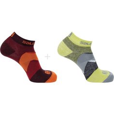 Носки Salomon Outline ankle, комплект, 2 пары, размер M, оранжевый, желтый, красный