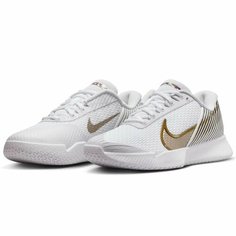 Кроссовки NIKE NikeCourt Air Zoom Vapor Pro 2, размер 37,5 EU - 6,5 US (23,5 см), белый/золотой