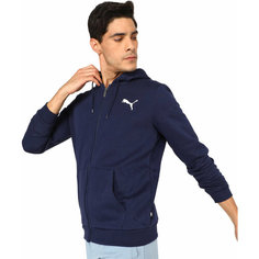 Толстовка спортивная PUMA ESSENTIALS SMALL LOGO FLEECE FULL-ZIP HOODIE, размер L, , темно-синий