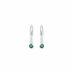 Серьги с подвесками SWAROVSKI, кристаллы Swarovski, размер 30 мм, зеленый, серебряный