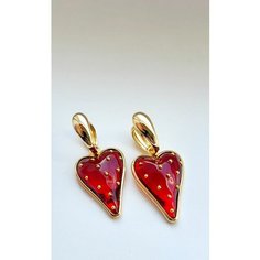 Серьги ( Verba ), размер 55 мм, золотой, красный