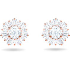 Серьги пусеты SWAROVSKI, кристаллы Swarovski, розовое золото