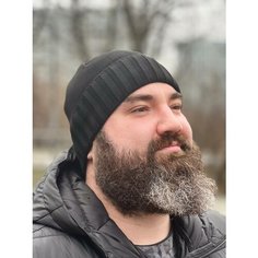 Шапка бини Шапка легкая мужская / шапка на мальчика, размер 56-58, Черный / Темно-серый-001 Ganalyly
