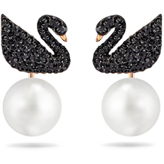 Серьги двусторонние SWAROVSKI, кристаллы Swarovski, черный, золотой