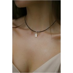 Чокер BLV Jewerly, фианит, шпинель, перламутр, длина 38 см, золотой, черный