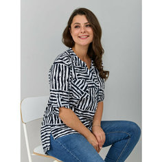 Блуза Алтекс, размер 52, синий, белый