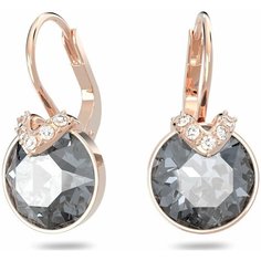 Серьги SWAROVSKI, кристаллы Swarovski, серый, золотой