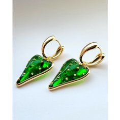 Серьги с подвесками ( Verba ), размер 55 мм, зеленый