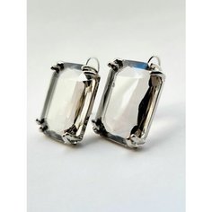 Серьги ( Verba ), кристалл, размер 20 мм, серый