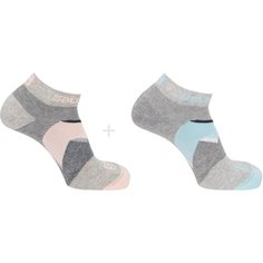 Носки Salomon Outline ankle, комплект, 2 пары, размер российский размер 35-37, голубой, розовый, серый