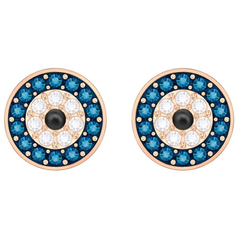 Серьги пусеты SWAROVSKI, кристаллы Swarovski, синий, серебряный, золотой