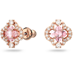 Серьги пусеты SWAROVSKI, кристаллы Swarovski, розовое золото