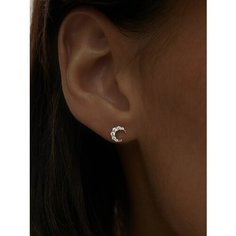 Серьги пусеты MIESTILO, серебро, 925 проба, родирование, фианит, , серебристый, белый