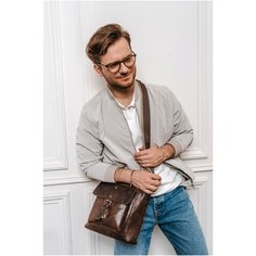 Сумка кросс-боди Igermann, фактура гладкая, dark brown