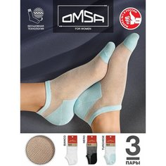 Носки Omsa, комплект, 3 пары, 3 уп., размер 39-41 (25-27), Bianco/Nero/Turchese