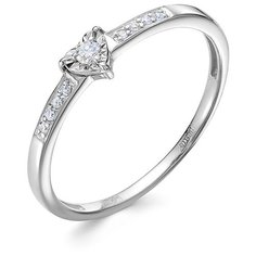 Кольцо Vesna jewelry, белое золото, 585 проба, родирование, бриллиант, размер 17, бесцветный