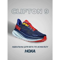 Кроссовки HOKA Clifton 9, полнота 2E (US)/ на широкую стопу, размер US10.5EE/UK10/EU44 2/3/JPN28.5, красный, синий