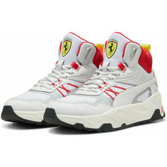 Кроссовки PUMA Ferrari Trinity Mid WTR, полнота F (EU)/ на среднюю стопу, размер 7 UK, белый/серый/красный