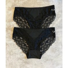Трусы ZAZU комплект кружевных трусов из хлопка, комплект из 2 шт., размер 5XL, черный