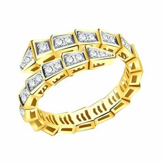 Кольцо Diamant online, желтое золото, 585 проба, родирование, фианит, размер 17, прозрачный