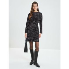 Платье Zarina, размер XS (RU 42)/170, черный графика мелкая