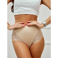 Трусы SeNso Хлопковые трусики с кружевом"Size Plus", размер 56, бежевый