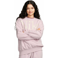 Свитшот спортивный NIKE W NSW PHNX FLC OS LOGO CREW, размер XS, , розовый