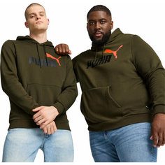 Худи PUMA ESSENTIALS+ 2 COL BIG LOGO FLEECE HOODIE, размер M, , зеленый