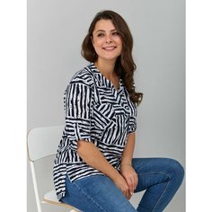 Блуза Алтекс, размер 48, синий, белый